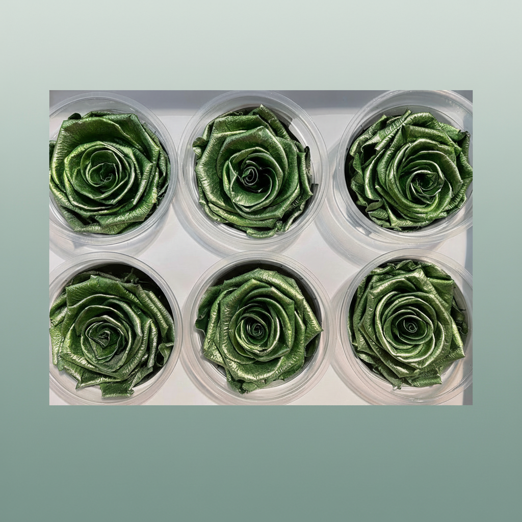 Rose Preserved Metallic Green