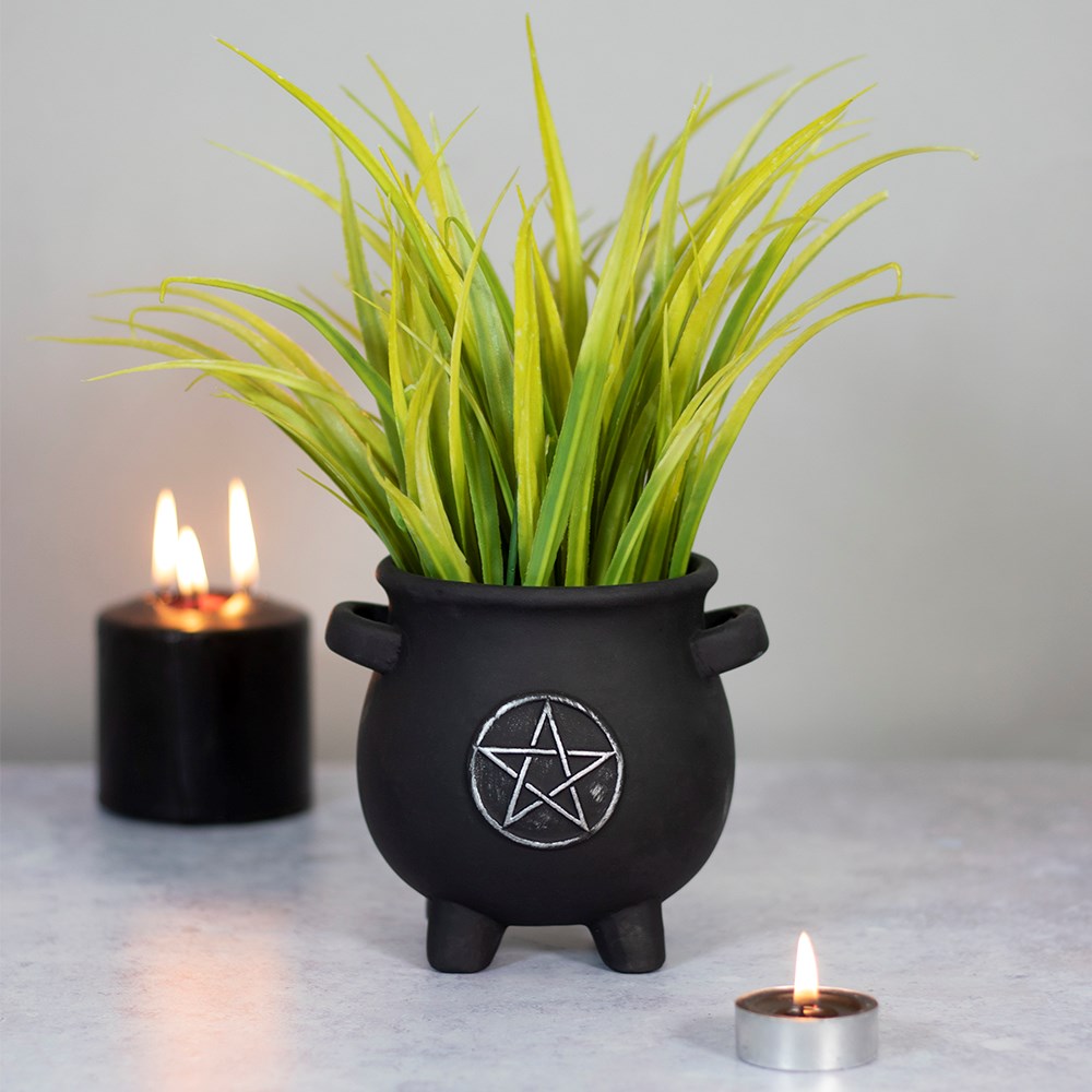 Gothic Gifts Pentacle Cauldron Plant Pot