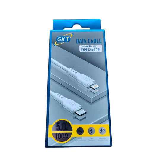 GK Telecom White 8-Pin to USB-C Cable - 1m
