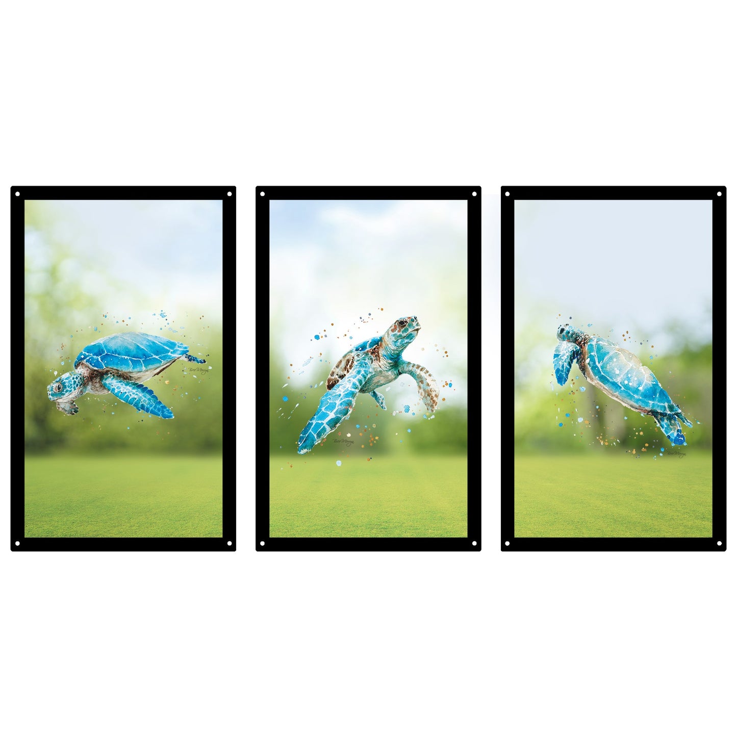 SunCatcher Garden Mirror Set 3 Turtle Tribe Illustrations by Bree Merryn