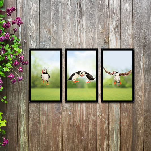 SunCatcher Garden Mirror Set 3 Puffin Parade Illustrations by Bree Merryn