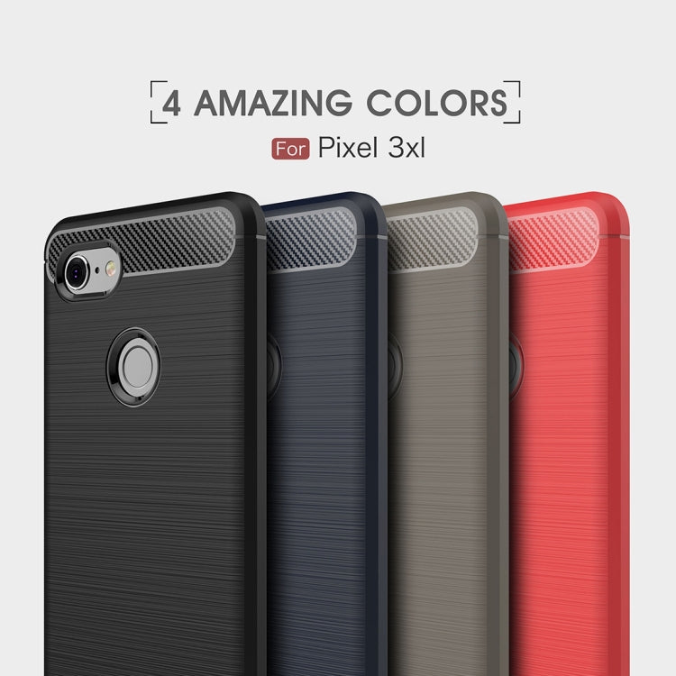 Brushed Texture Carbon Fiber Shockproof TPU Case for Google Pixel 3 XL, For Google Pixel 3 XL
