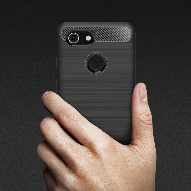 Brushed Texture Carbon Fiber Shockproof TPU Case for Google Pixel 3, For Google Pixel 3