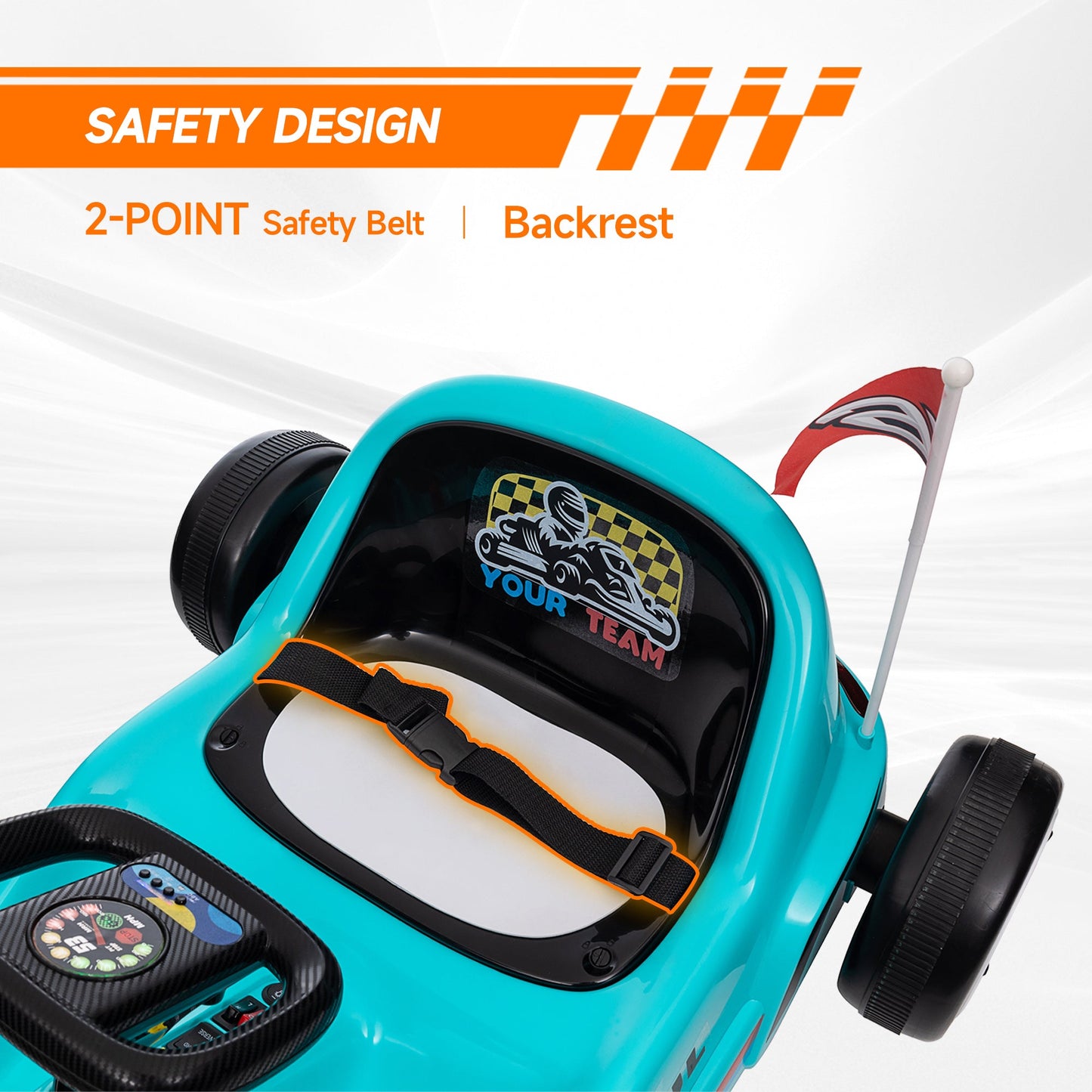 AIYAPLAY 6V Electric Go Kart w/ Music, Light, Horn, for 3-5 Years