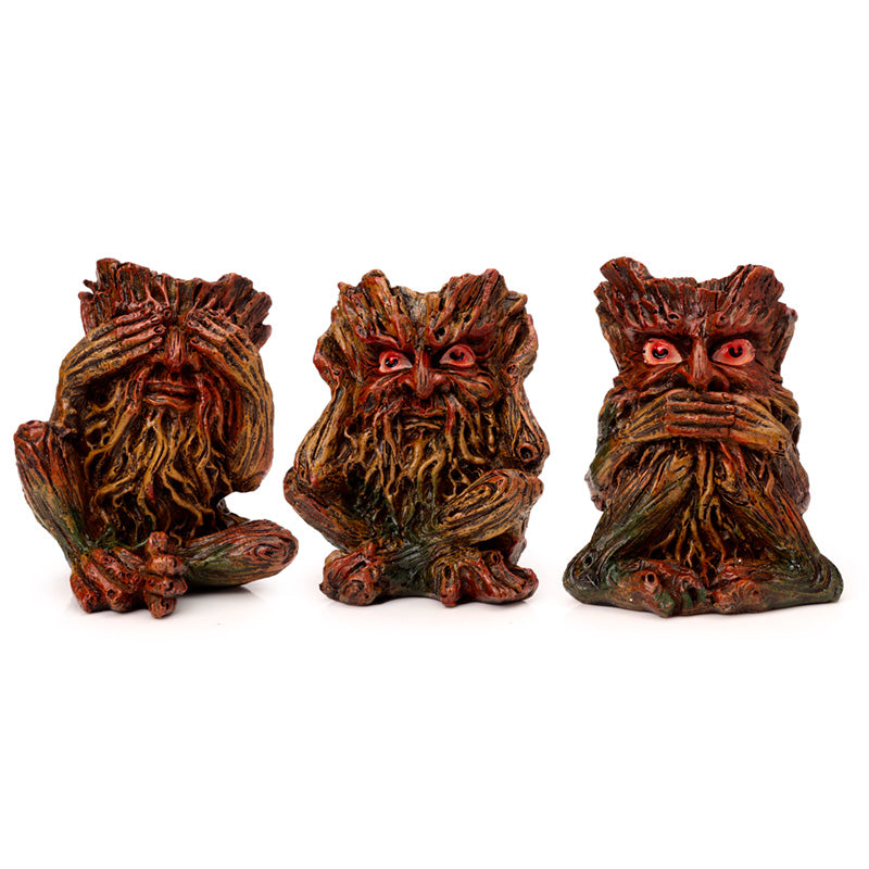 Fantasy Ornament - Treeman Hear No See No Speak No Evil Set of 3
