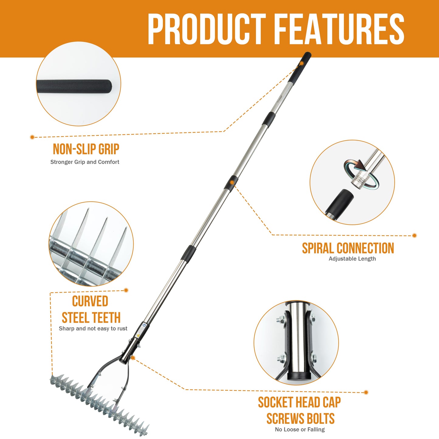 Stainless Steel Thatch Rake