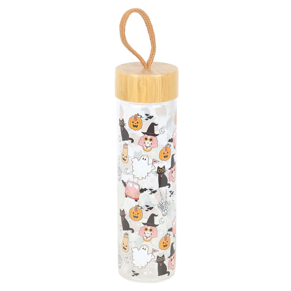 Gothic Gifts  Groovy Ghost Print Glass Water Bottle