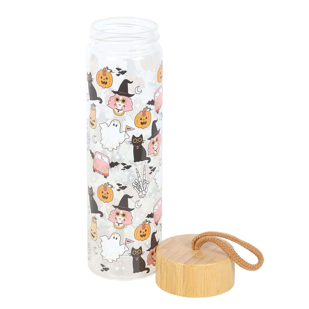 Gothic Gifts  Groovy Ghost Print Glass Water Bottle