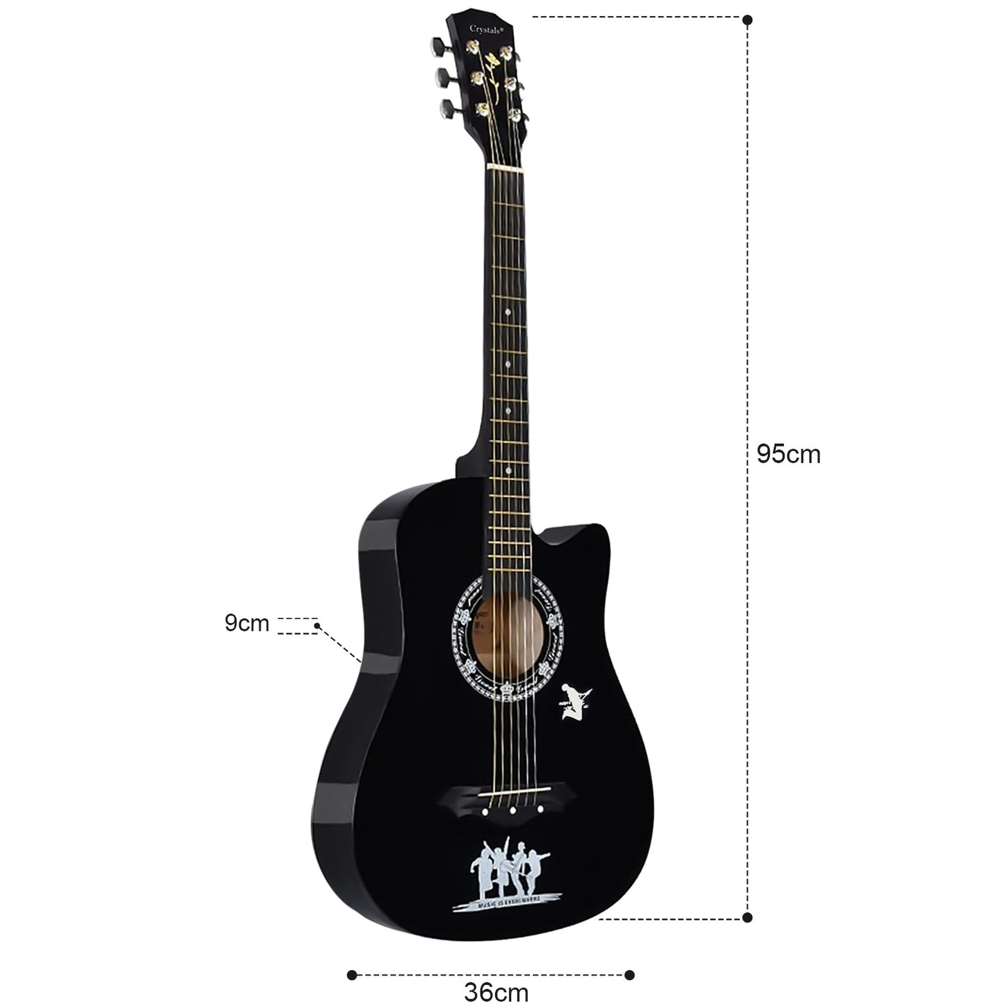 38" Full Size 6 String Acoustic Guitar with Stand