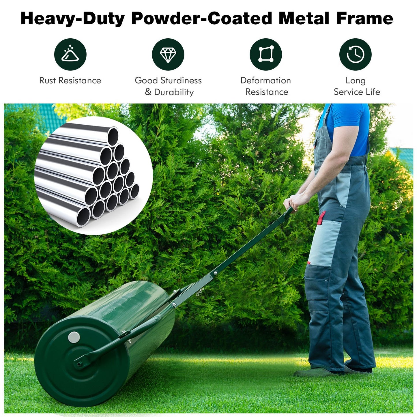 113L Metal Garden Lawn Roller-Black