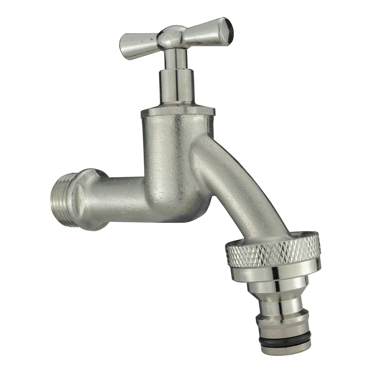 Wall Flange Kit 20mm MDPE + Bib Nickle Tap & Snap On