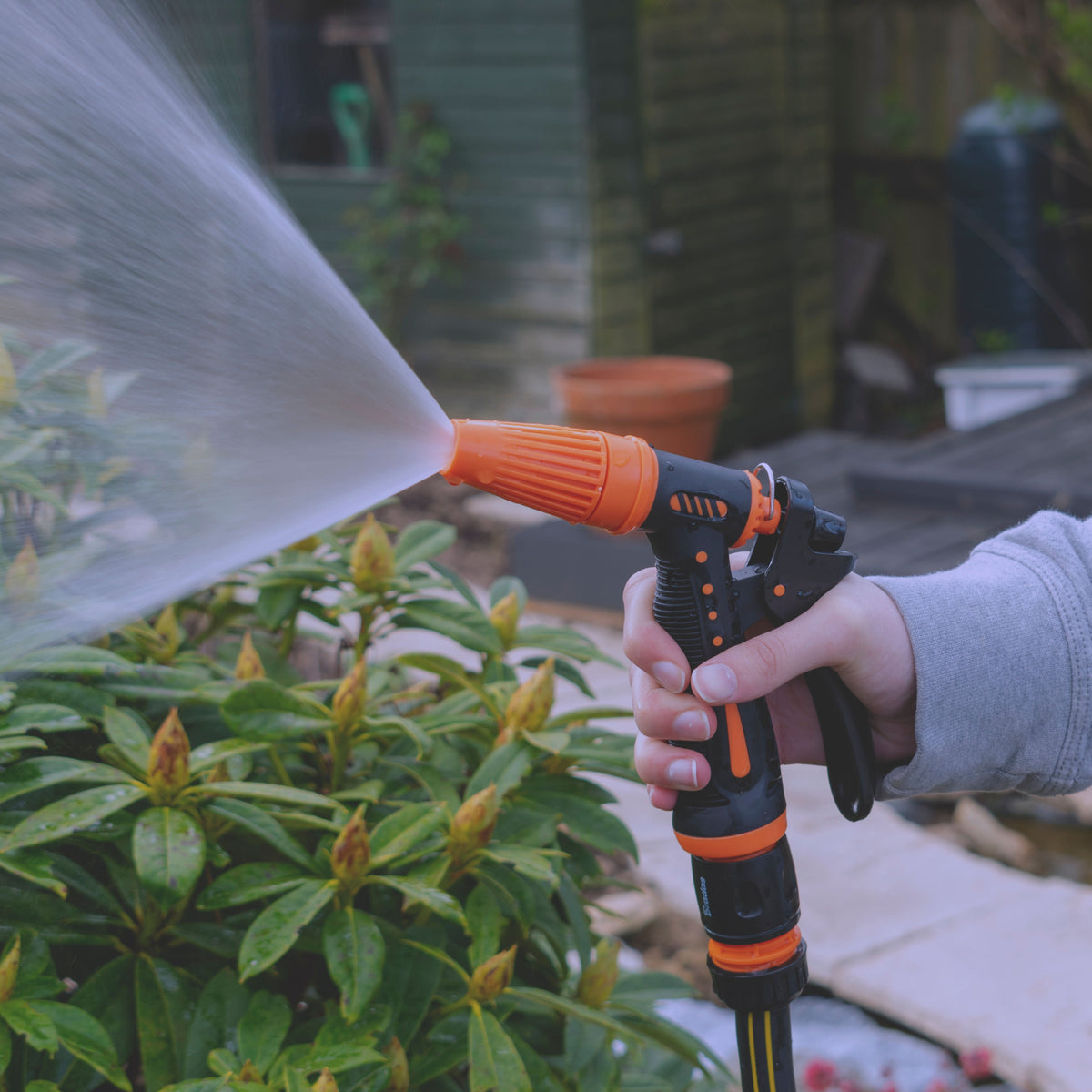 Hose Gun Water Sprayer Adjustable Black Orange