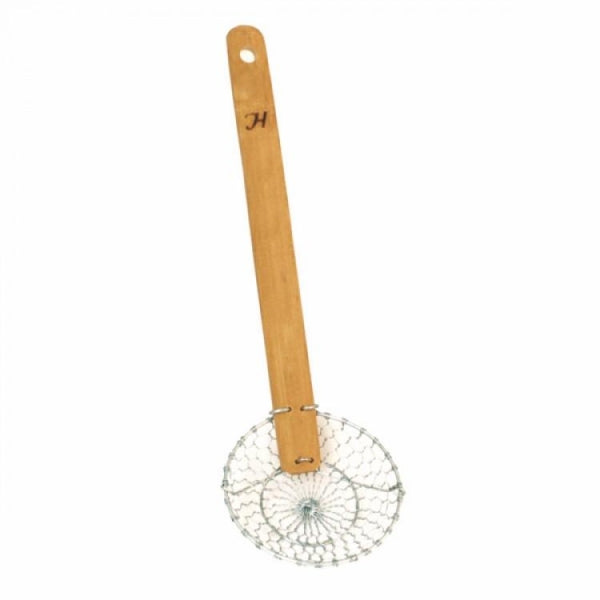 Galvanized Steel Bowl Style Bamboo Handled Skimmer