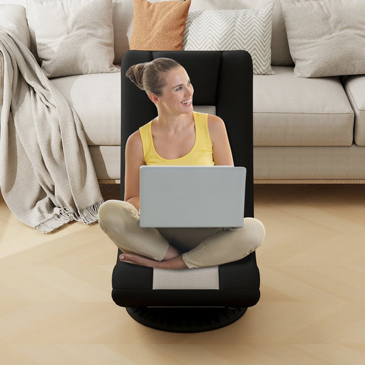 360° Swivel Gaming Chair 4 Position Adjustable Folding Floor Sofa-Grey