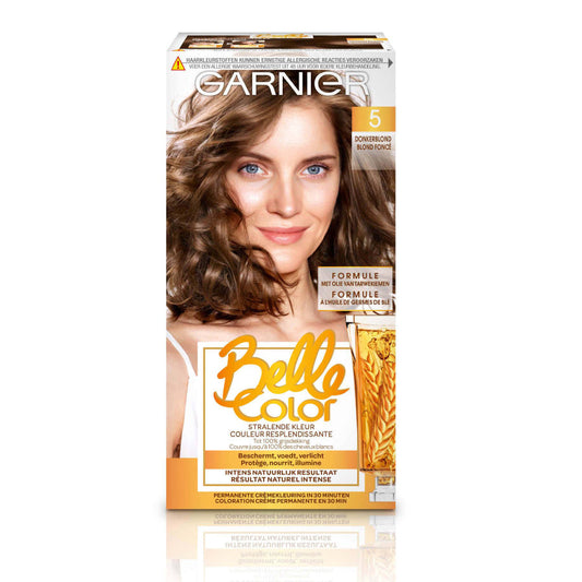 Garnier Belle Color 5 Permanent Hair Colour Kit for Natural-Looking Radiant Shine & 100% Grey Coverage