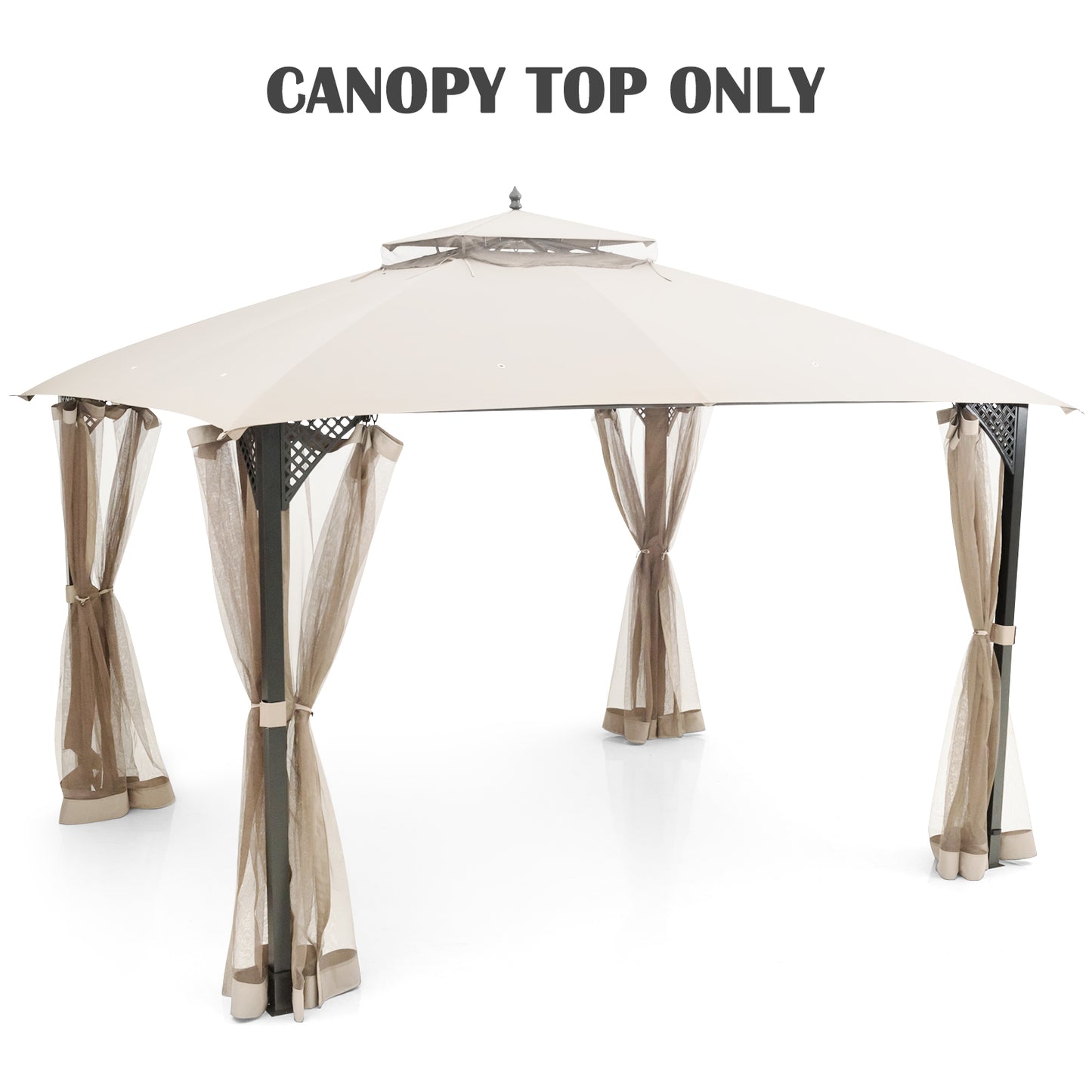 368 x 303CM Gazebo Replacement Top with Air Vent and Drainage Holes-Brown
