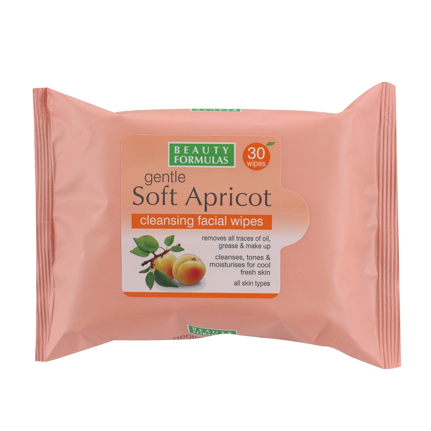 Beauty Formulas Gentle Soft Apricot Cleansing Facial Wipes 30 Wipes - Daily Make-up Removal & Skin Refresh