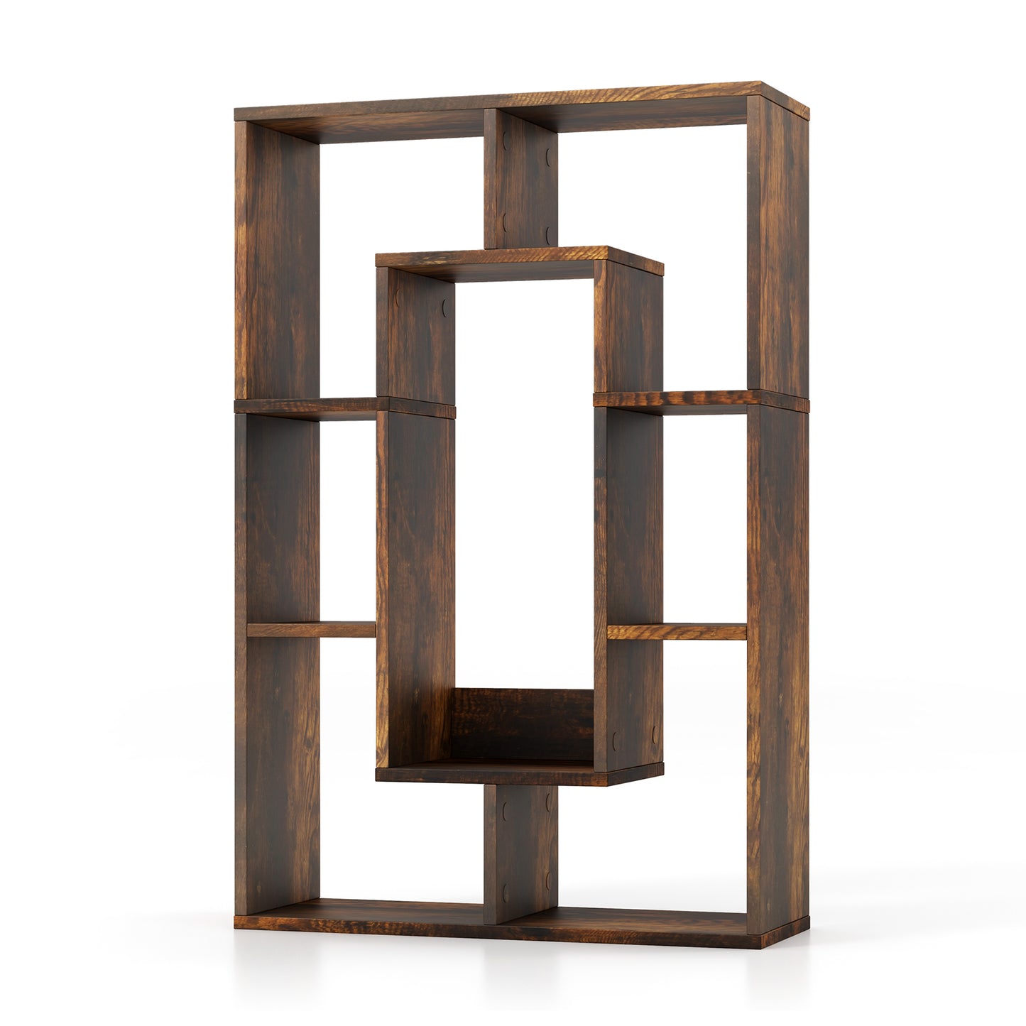 7-Cube Geometric Bookshelf Open Bookcase with Anti-Toppling Device-White
