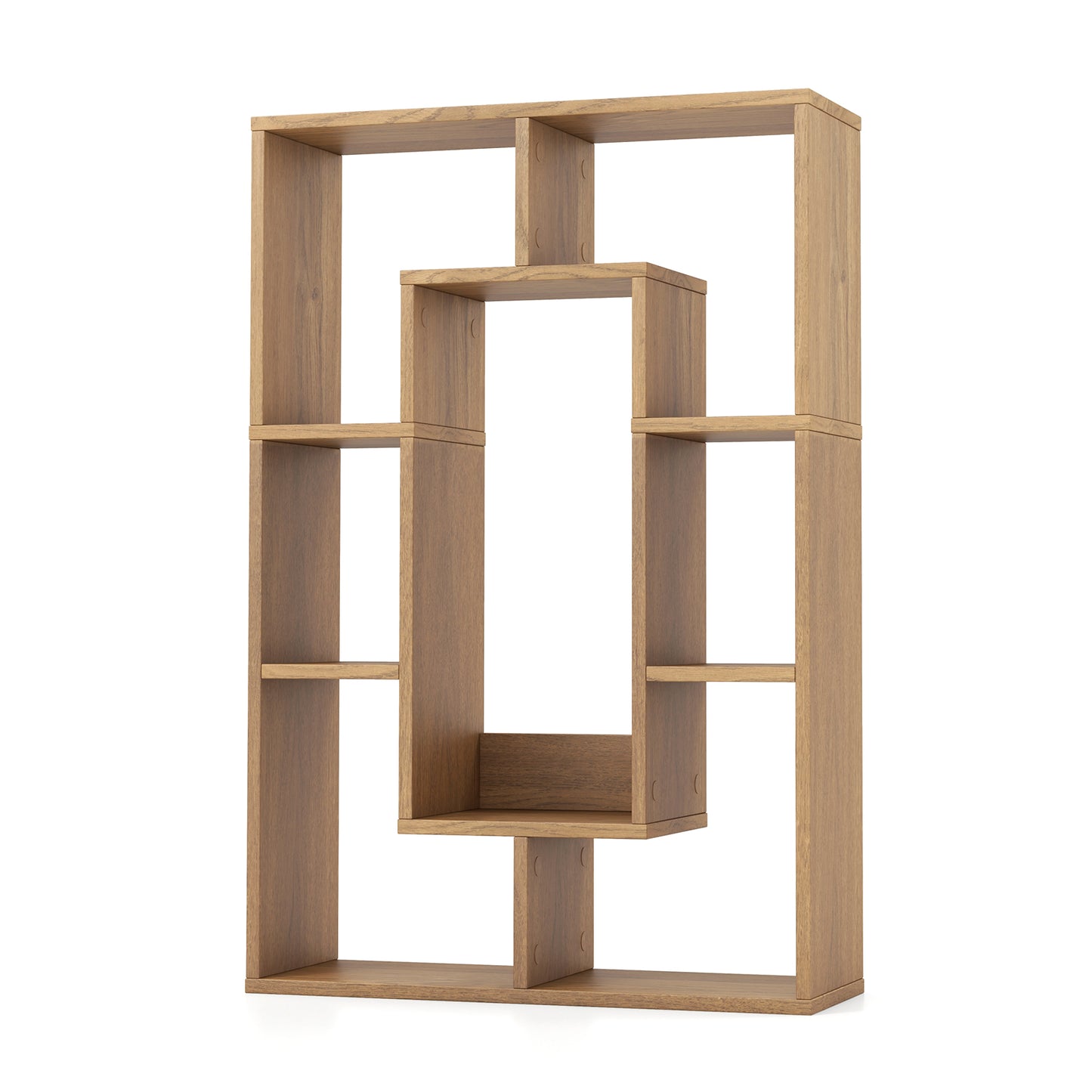 7-Cube Geometric Bookshelf Open Bookcase with Anti-Toppling Device-White