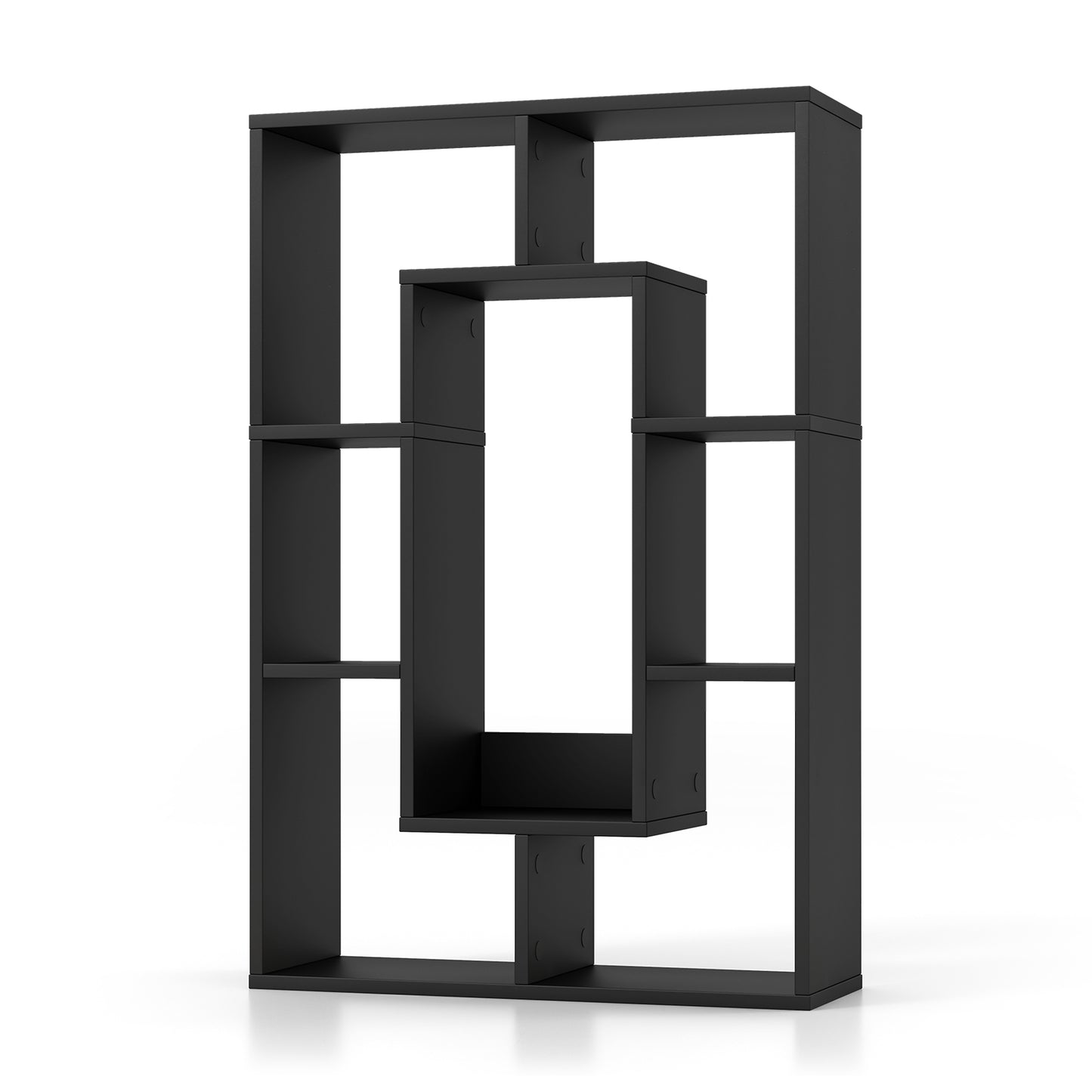7-Cube Geometric Bookshelf Open Bookcase with Anti-Toppling Device-White
