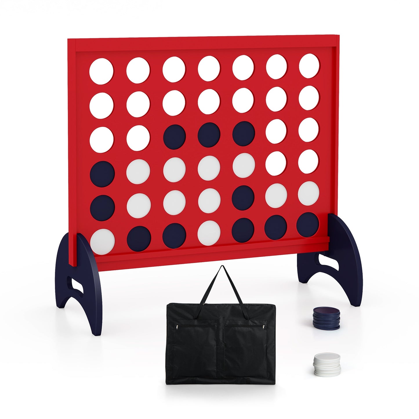 Giant 4-to-Score Game Set with Carrying Bag and 42 Pieces Jumbo Rings-Blue