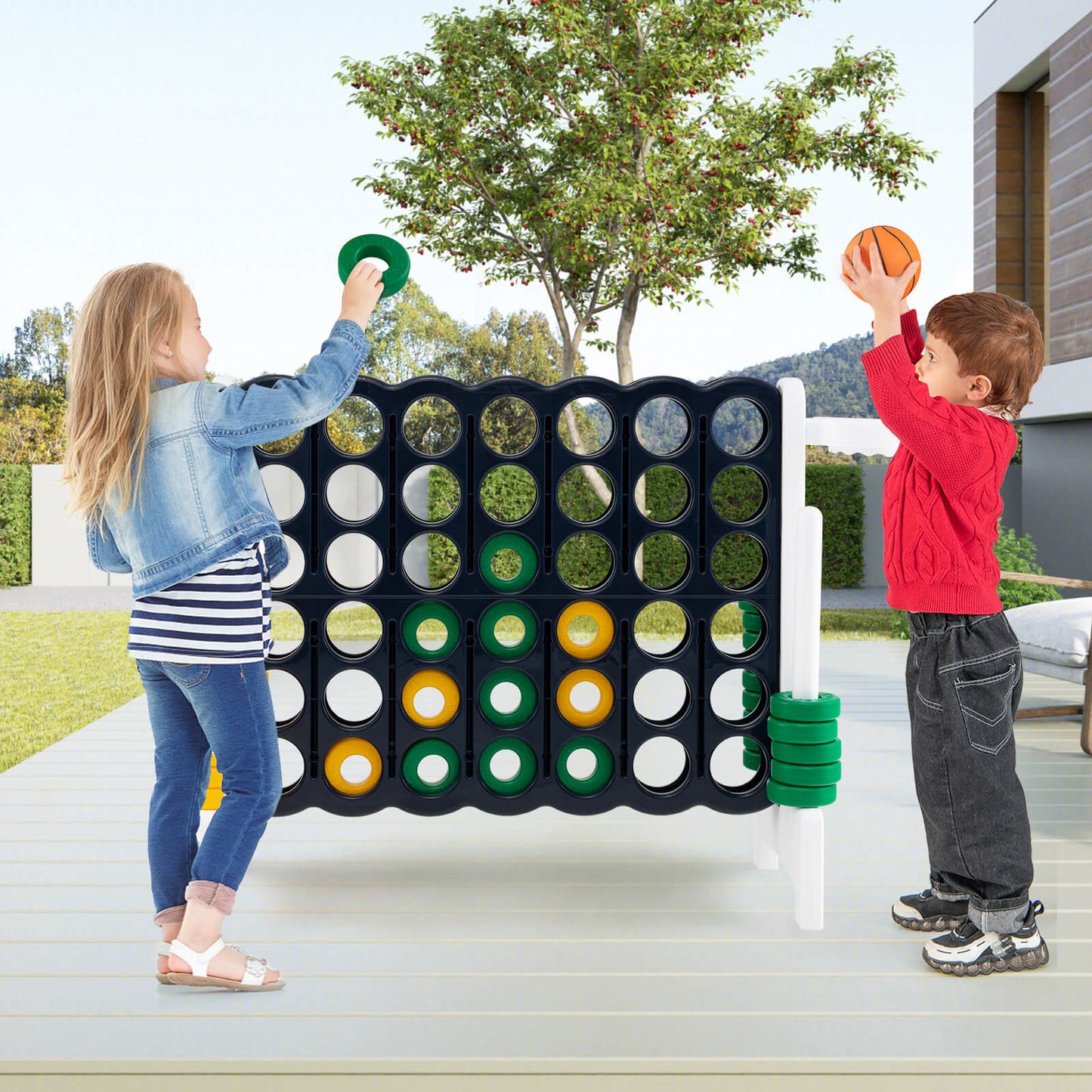Giant Connect 4 Game Jumbo with 42 Rings-Blue