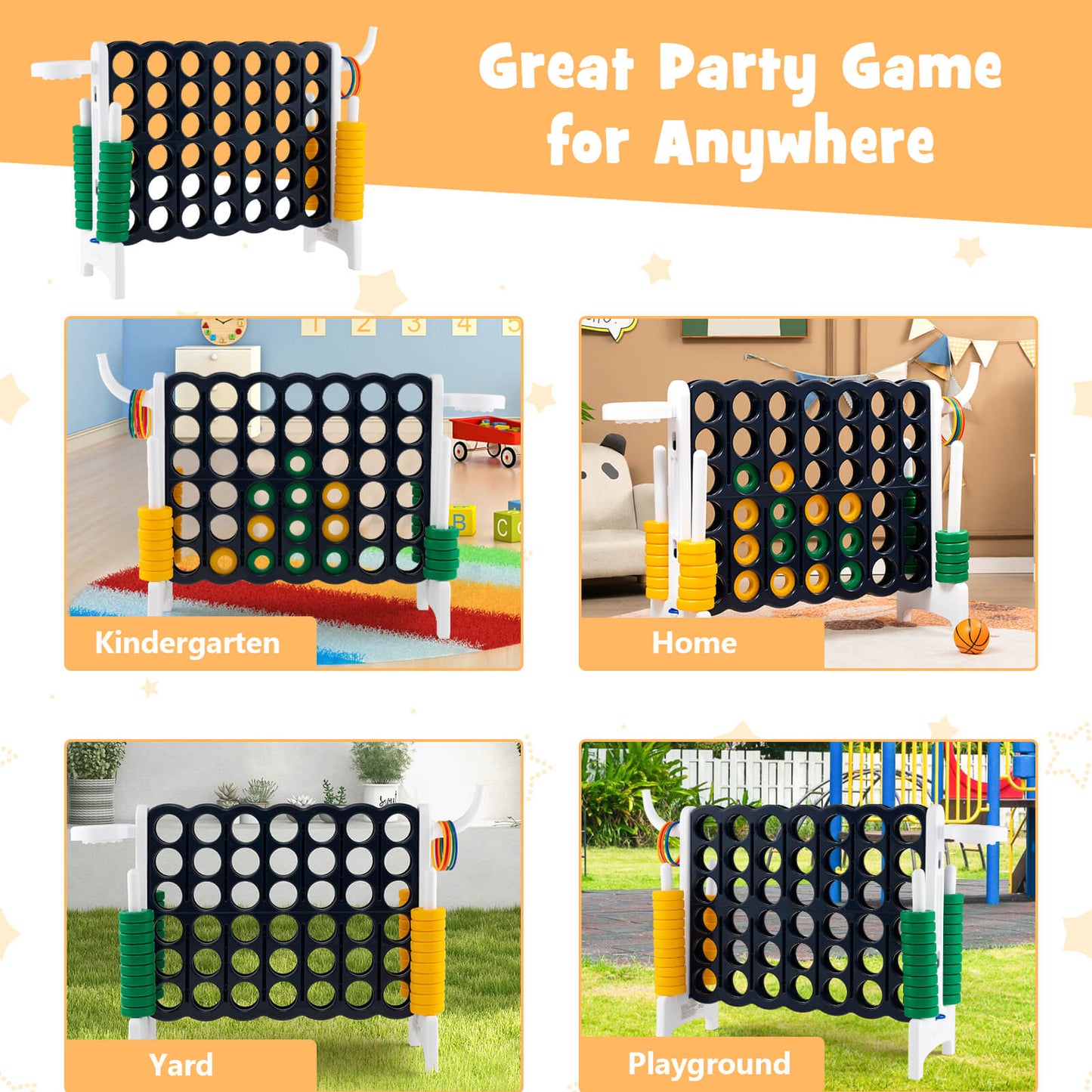 Giant Connect 4 Game Jumbo with 42 Rings-Blue