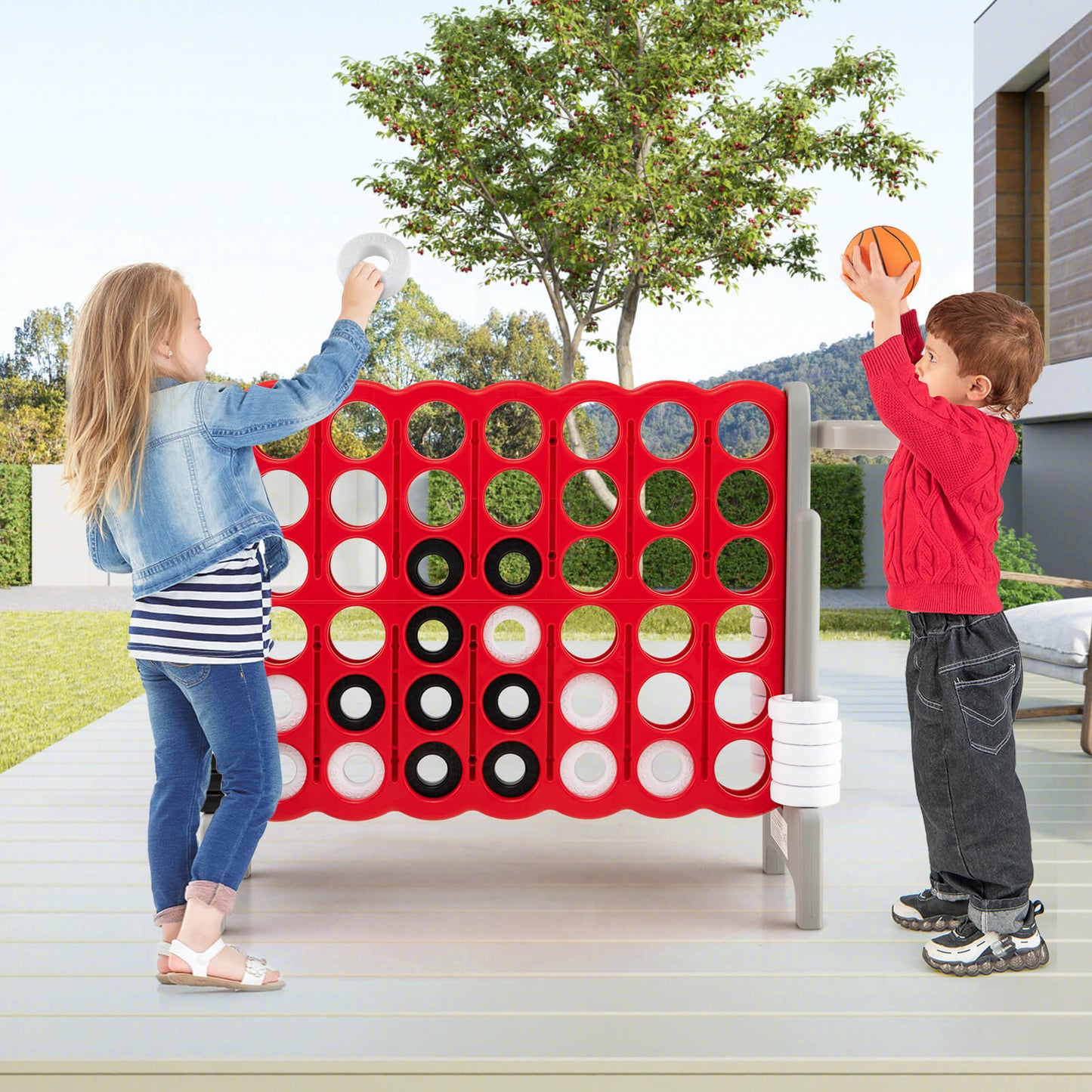 Giant Connect 4 Game Jumbo with 42 Rings-Blue
