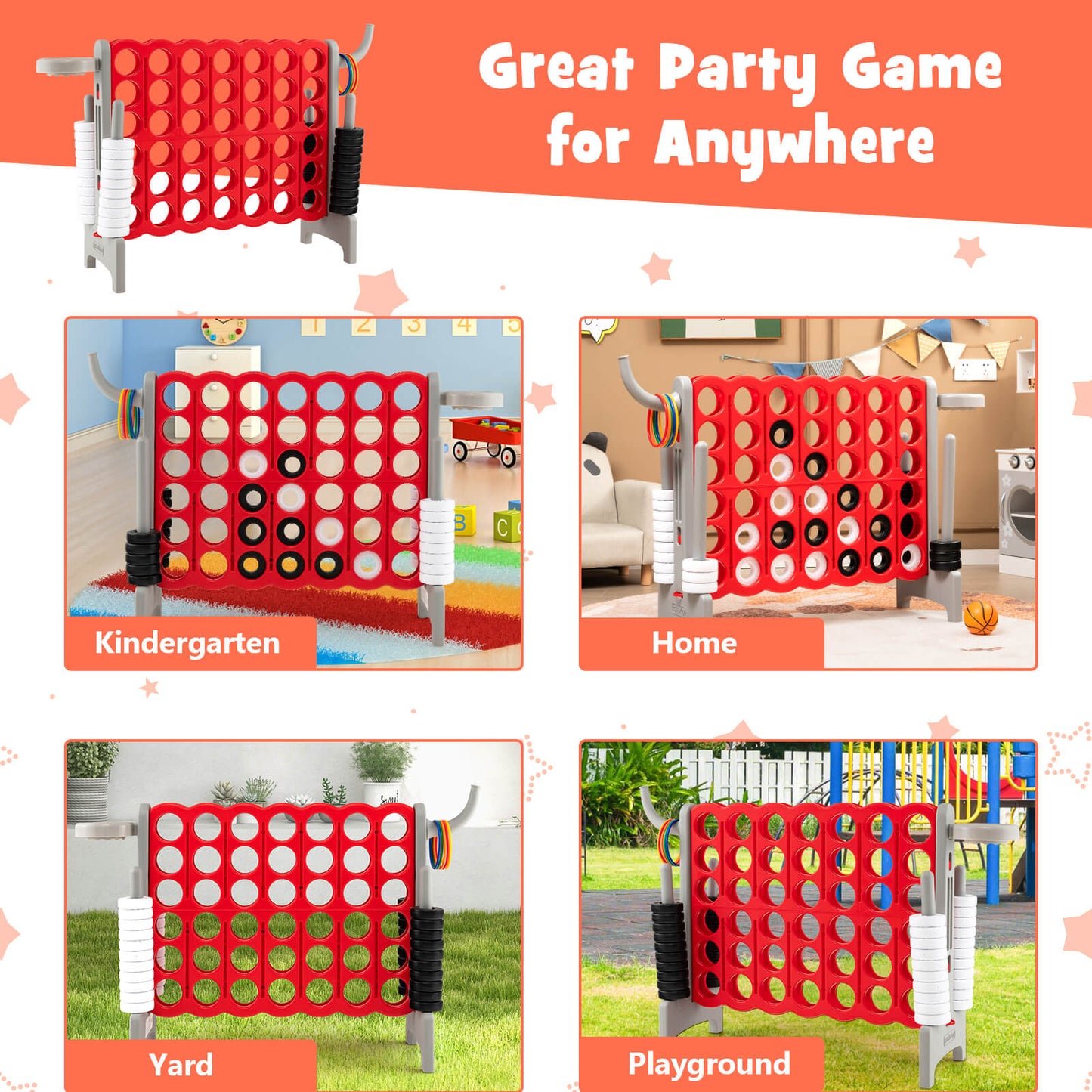 Giant Connect 4 Game Jumbo with 42 Rings-Blue