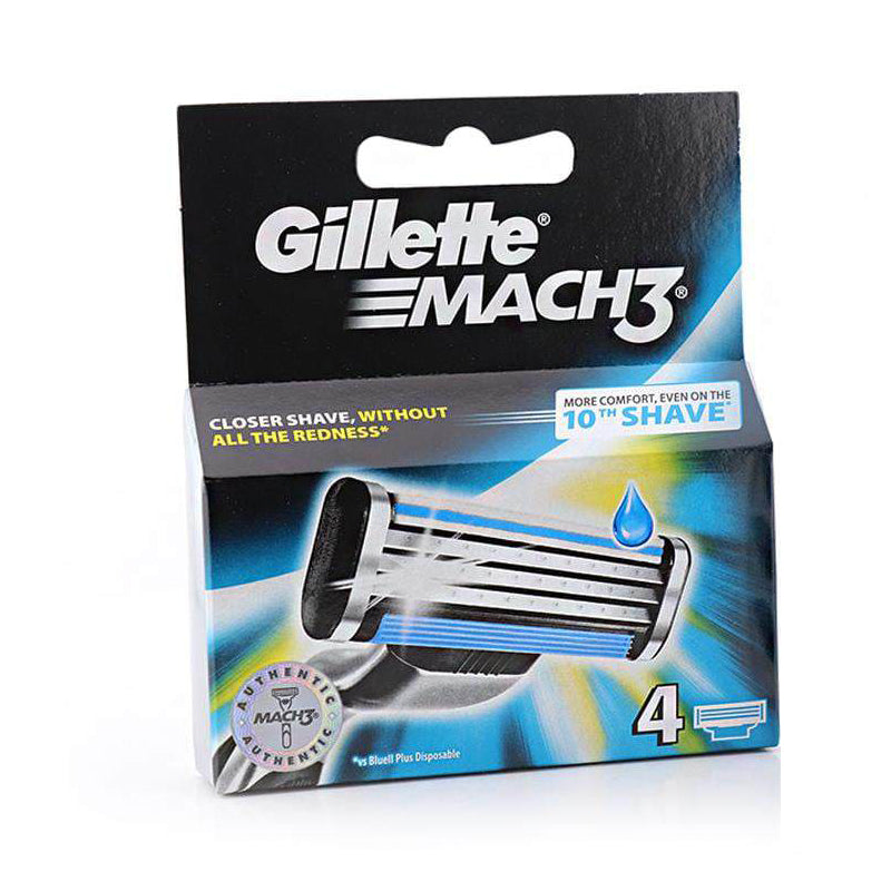 Gillette Mach 3 Razor Blade Refills - Smooth, Close Shave for Men (4 Pack)
