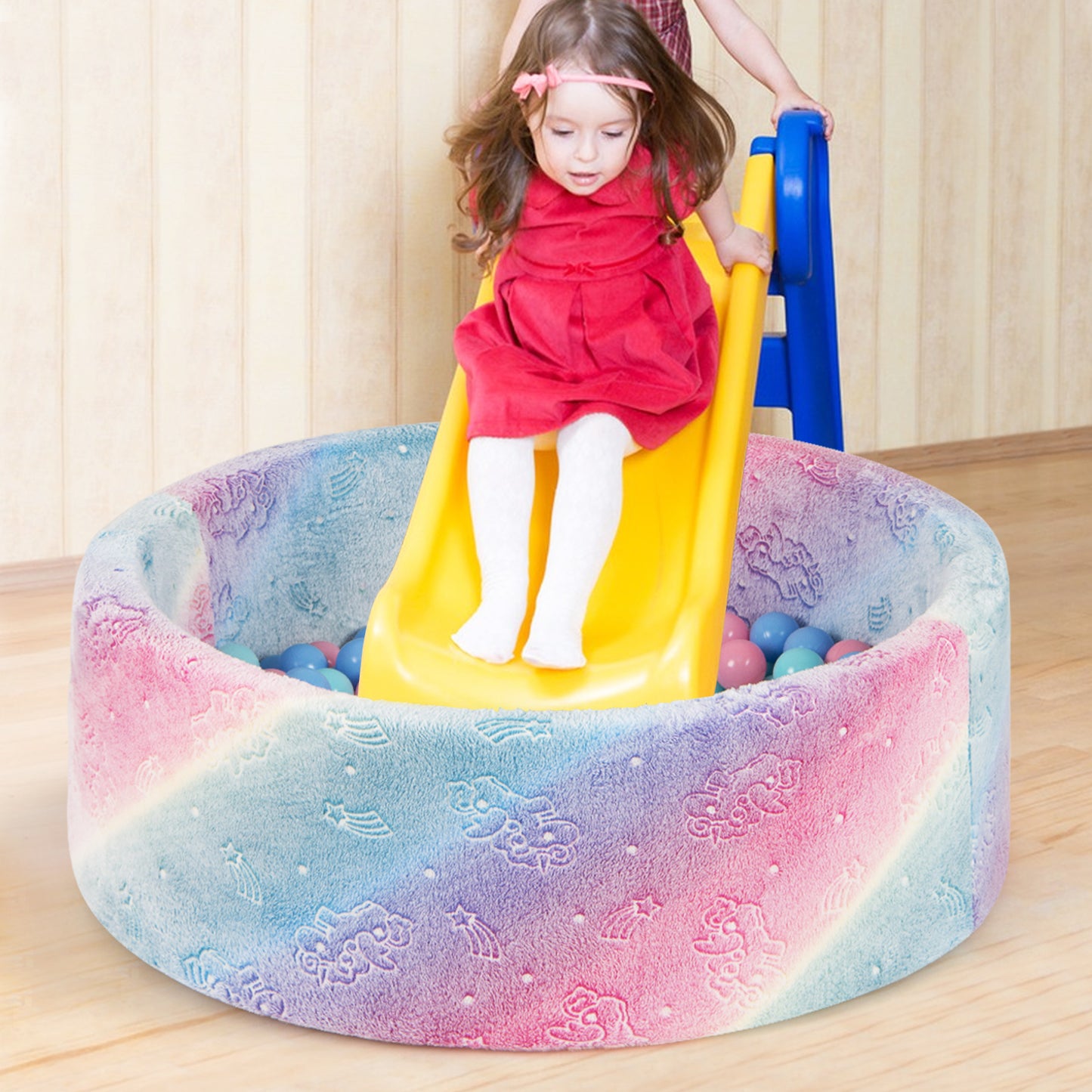 Glow in the Dark Round Ball Pool with 200 Colorful Ocean Balls-Grey
