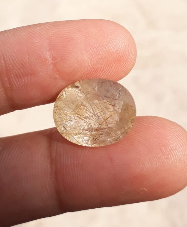 13ct-Golden  Tourmalated Quartz - Golden  Rutile Quartz - Rutilated Quartz
