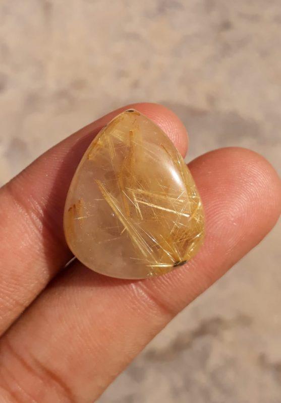 31.8ct Golden Tourmalated Quartz - Golden Rutile Quartz - Rutilated Quartz