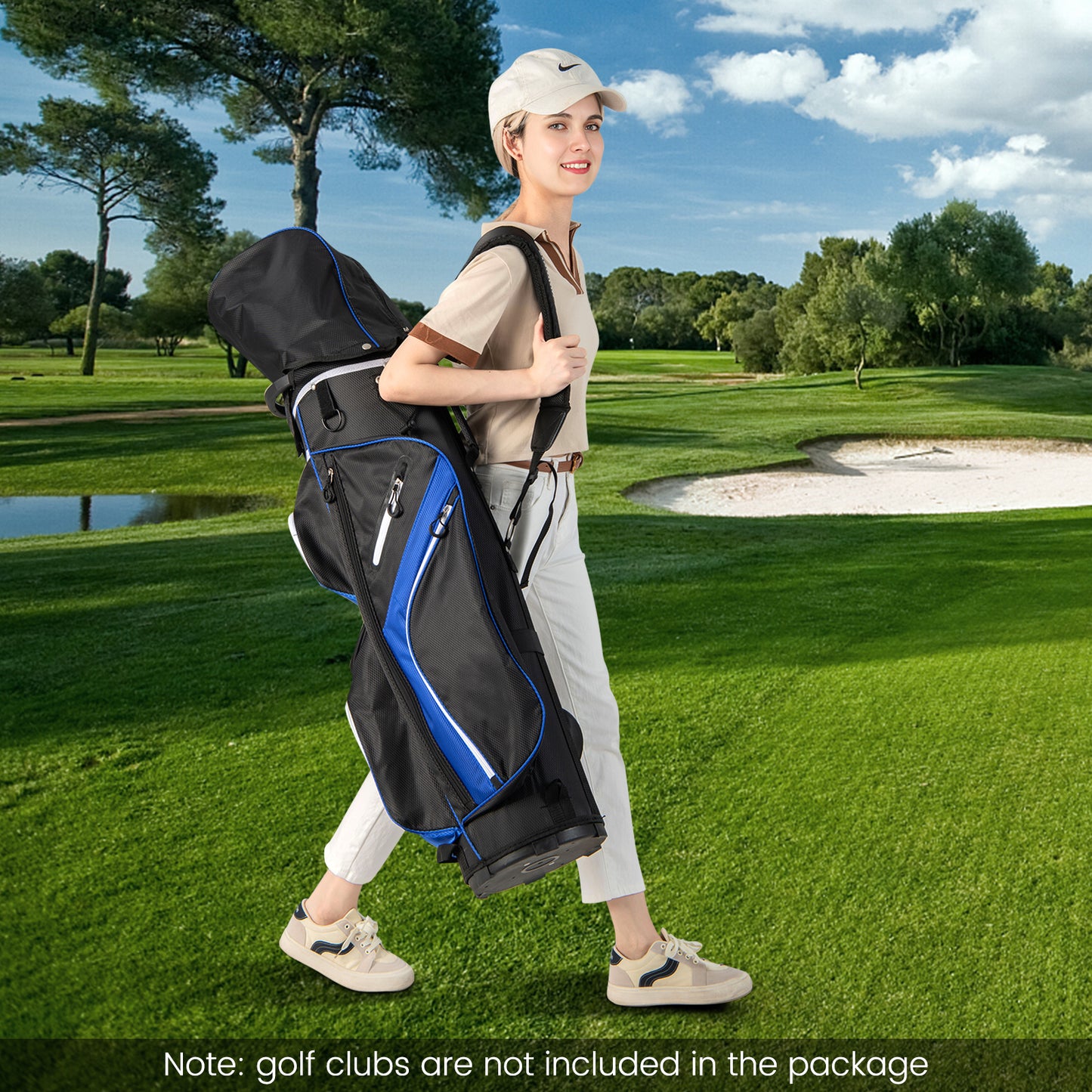 14-Way Golf Cart Bag with 9 Zippered Pockets and Cooler Bag-Red