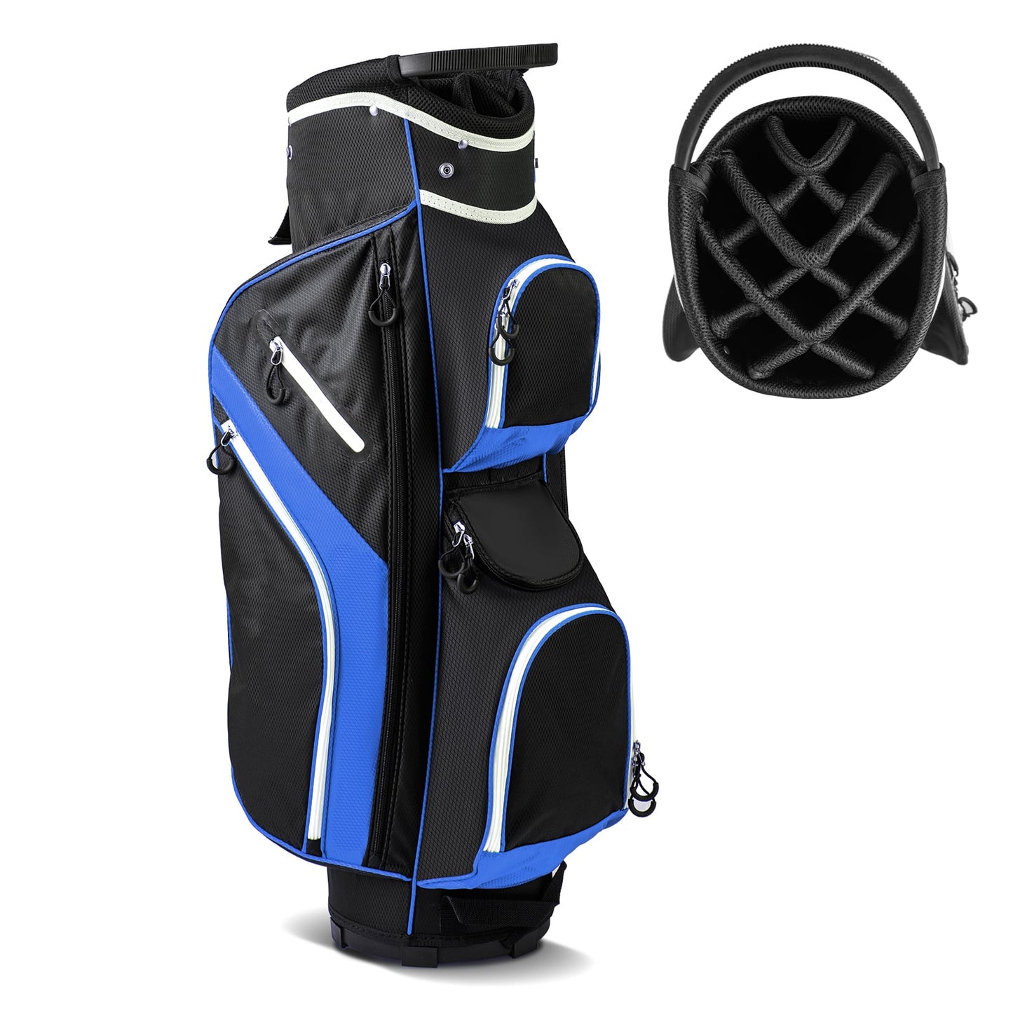 14-Way Golf Cart Bag with 9 Zippered Pockets and Cooler Bag-Red