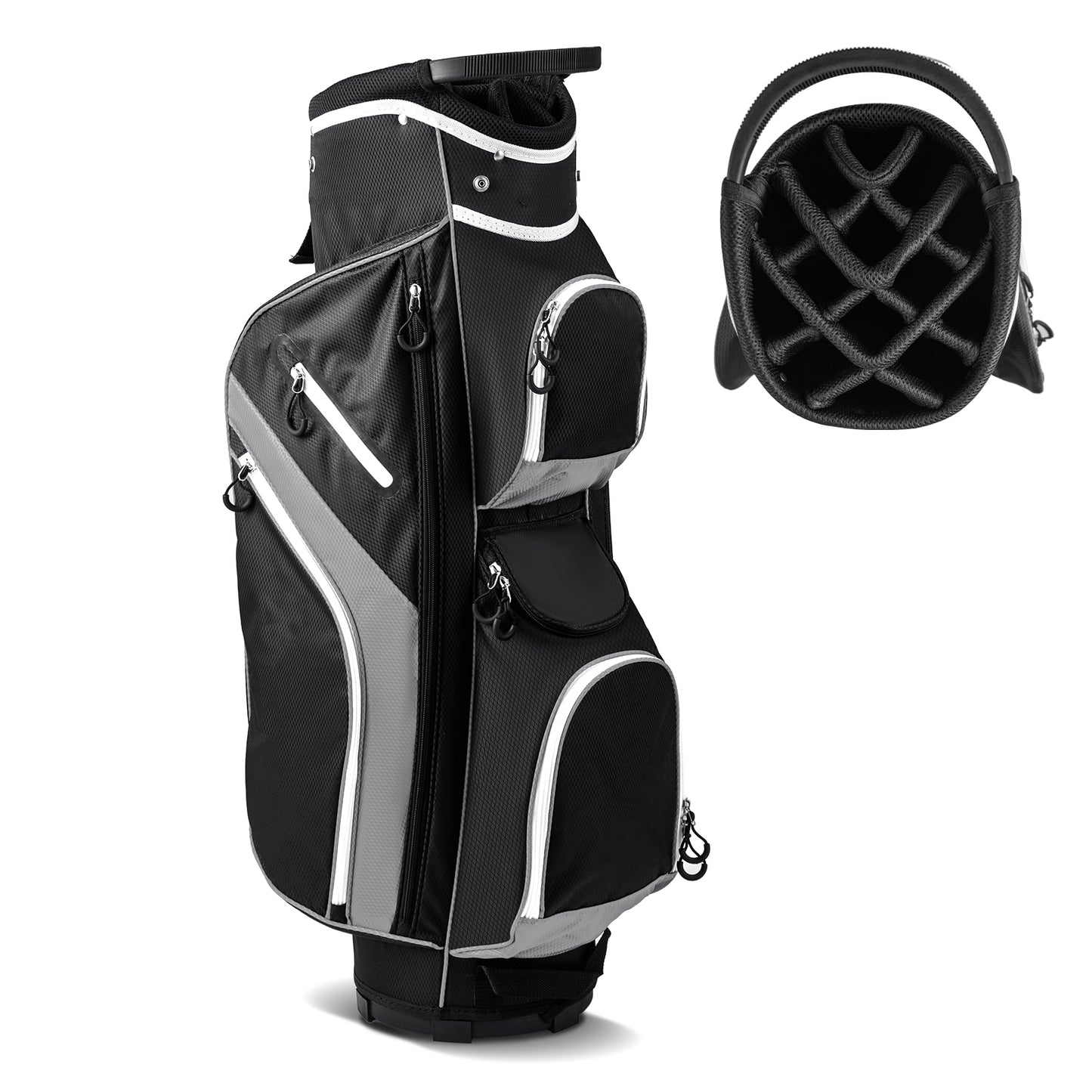 14-Way Golf Cart Bag with 9 Zippered Pockets and Cooler Bag-Red