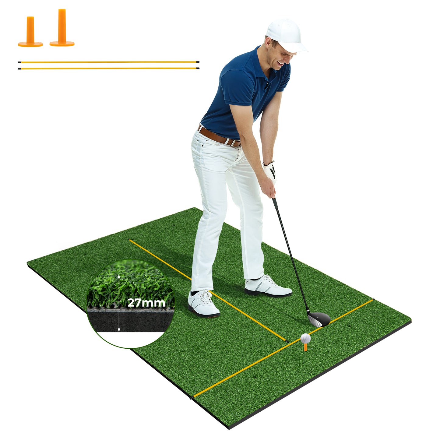 3-In-1 Premium Golf Practice Hitting Mat-27 mm
