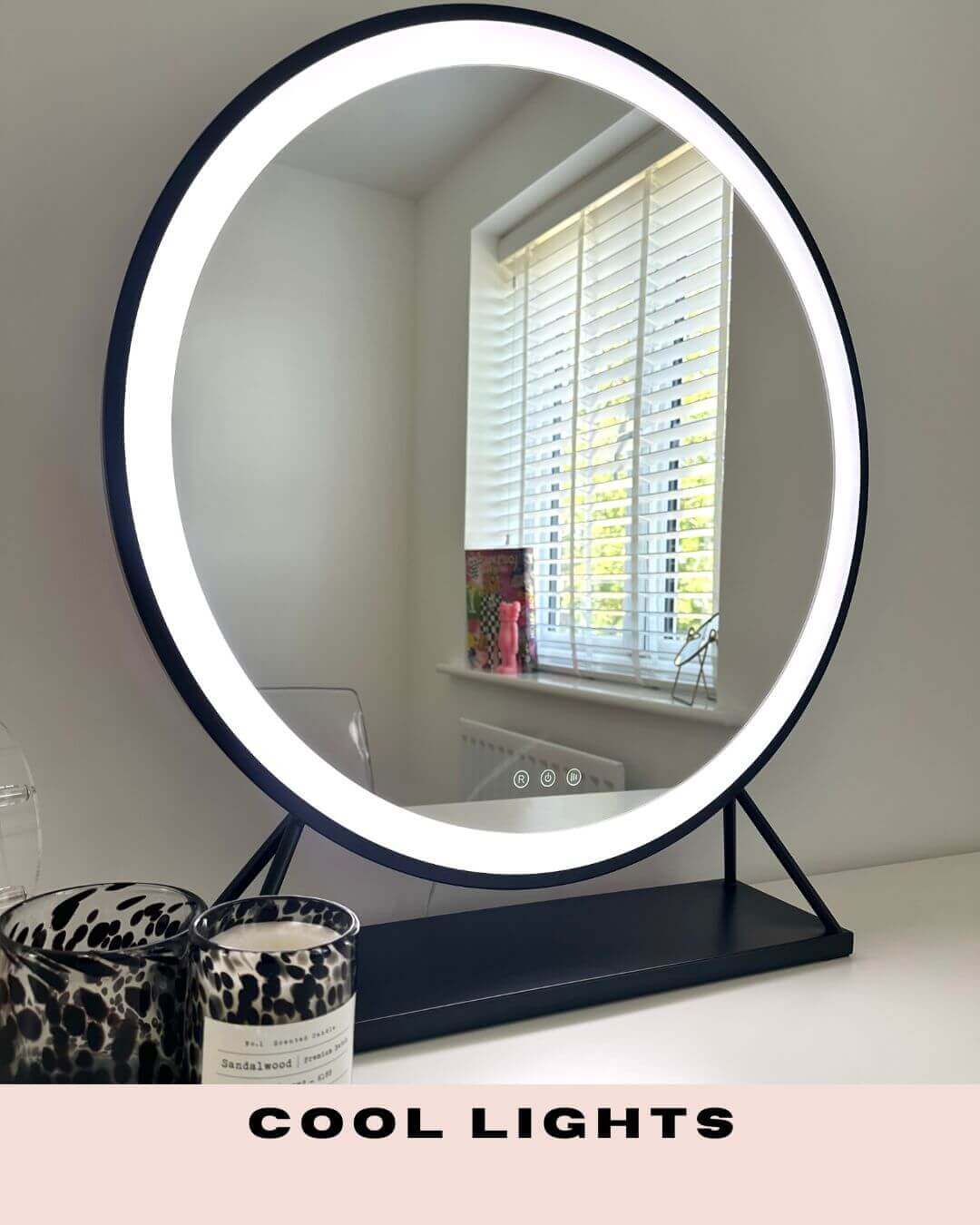 Grace Round Hollywood Mirror Black 60x67cm