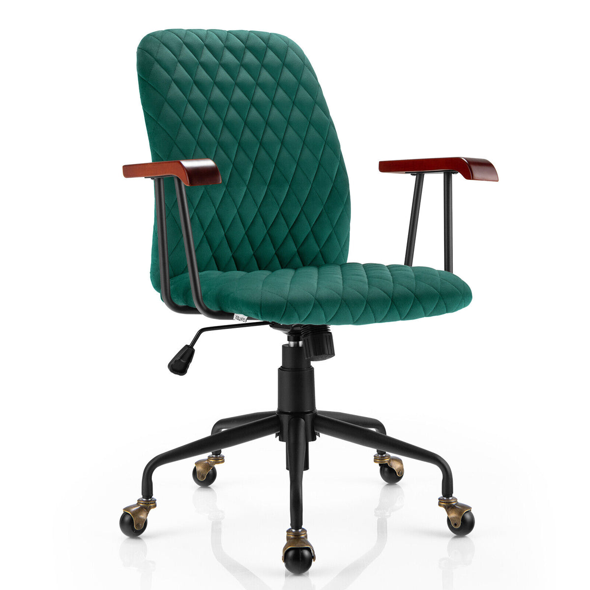 Adjustable Velvet Rocking Leisure Chair with Padded Seat and Rubber Wood Armrests-Orange