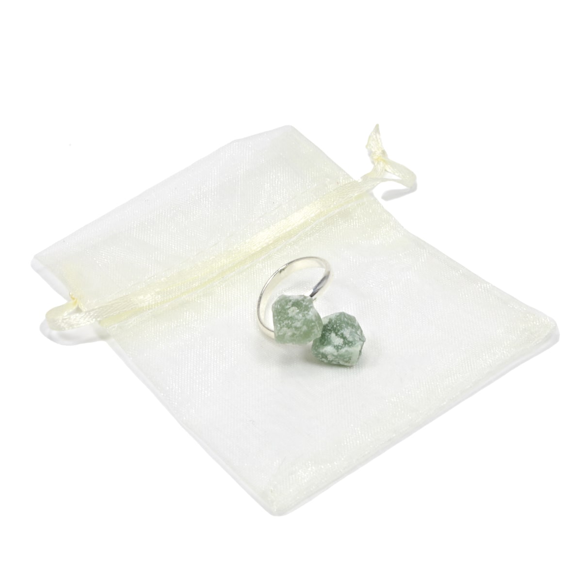 Green Aventurine Crystal Adjustable Silver Ring