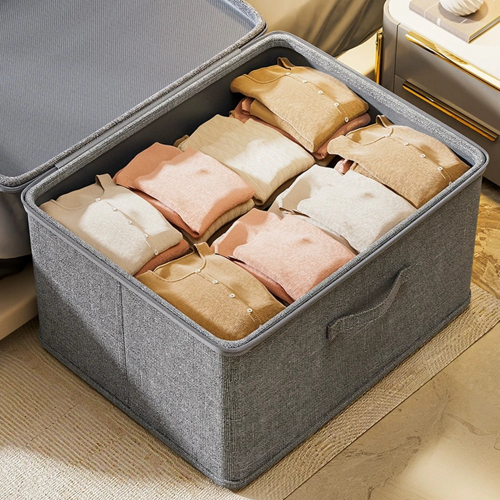 Foldable Storage Box with Zipper - Large Capacity Clothes Home Organiser Boxes