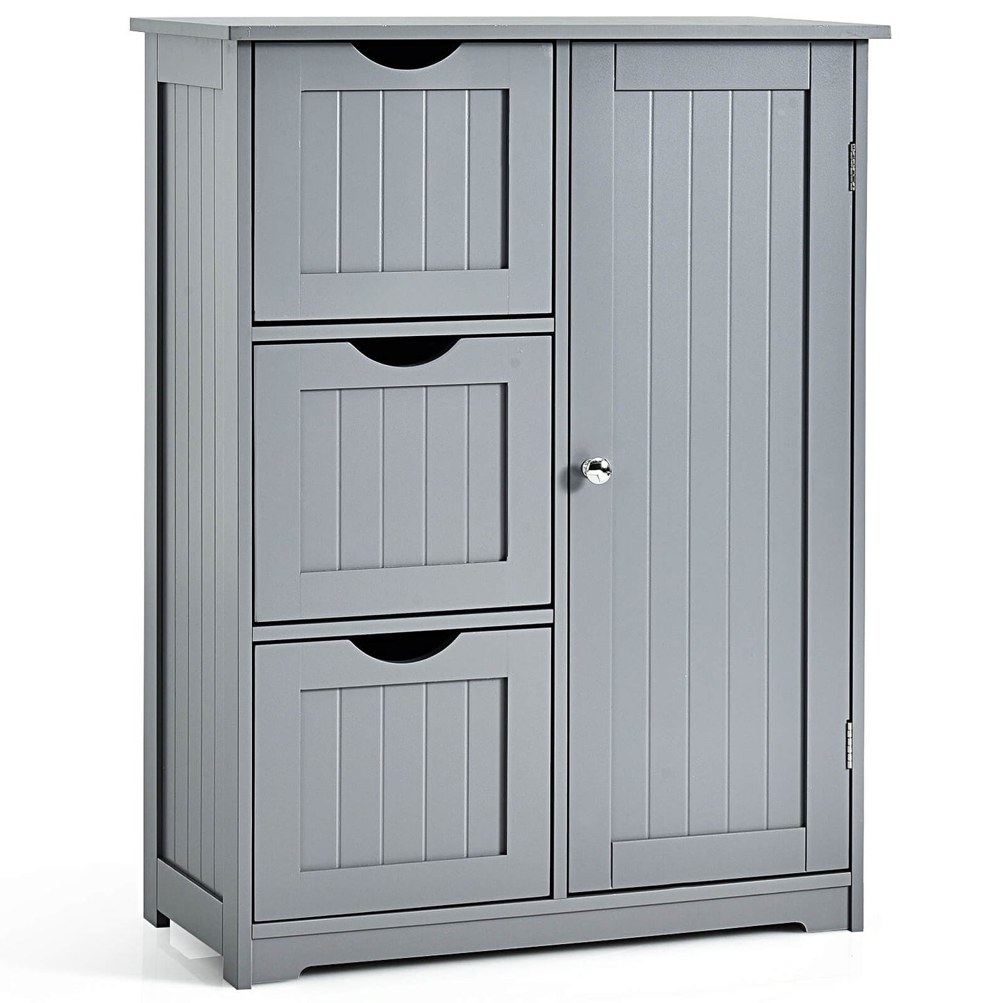 1-Door Freestanding Bathroom Cabinet with 3 Drawers-Black