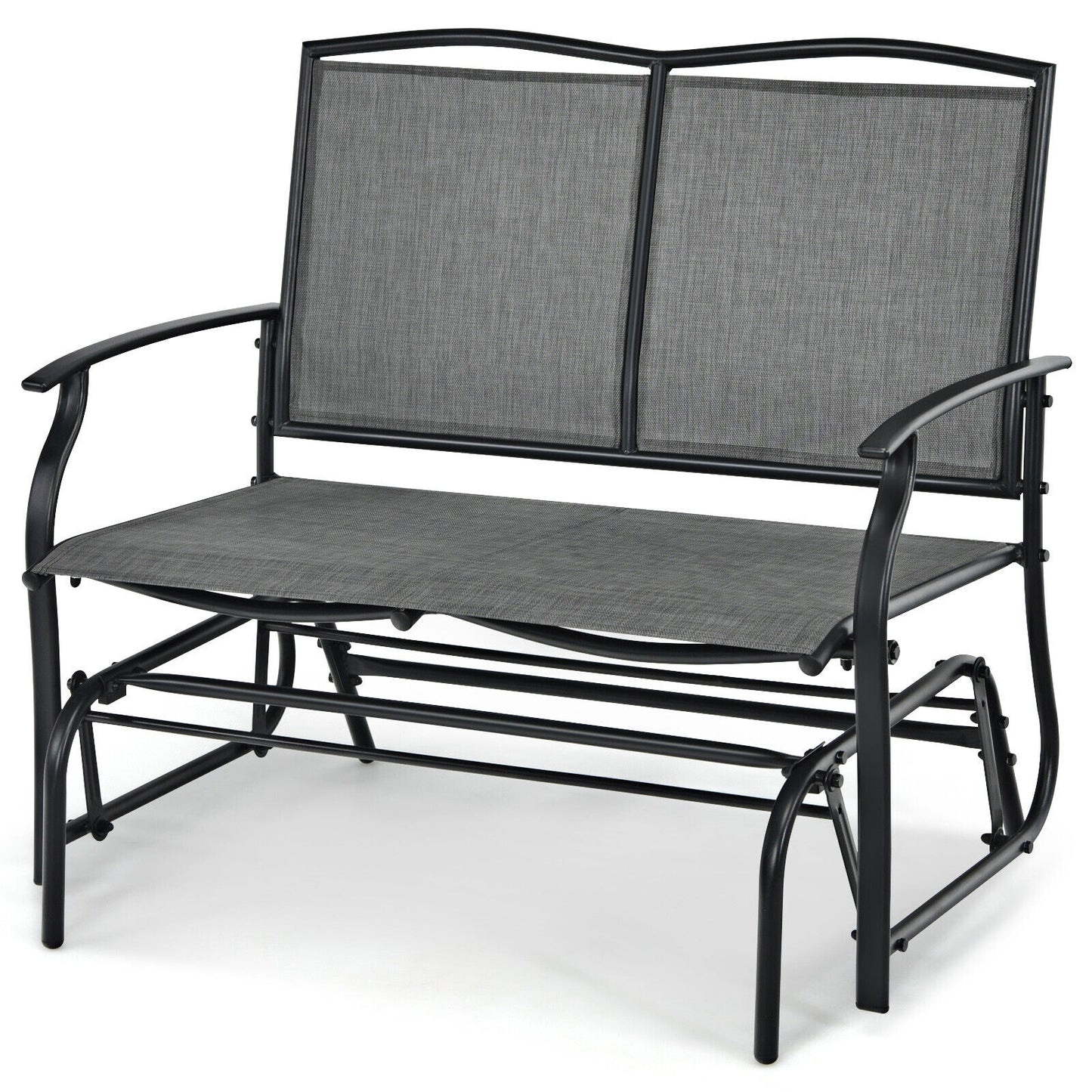 2-Person Patio Swing Glider Bench with Heavy-Duty Steel Frame-Coffee