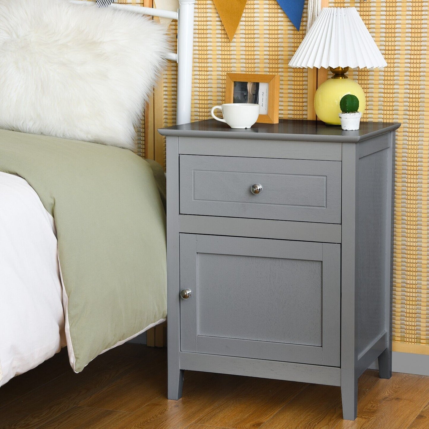 2-Tier Modern Badroom Nightstand with Drawer-Espresso