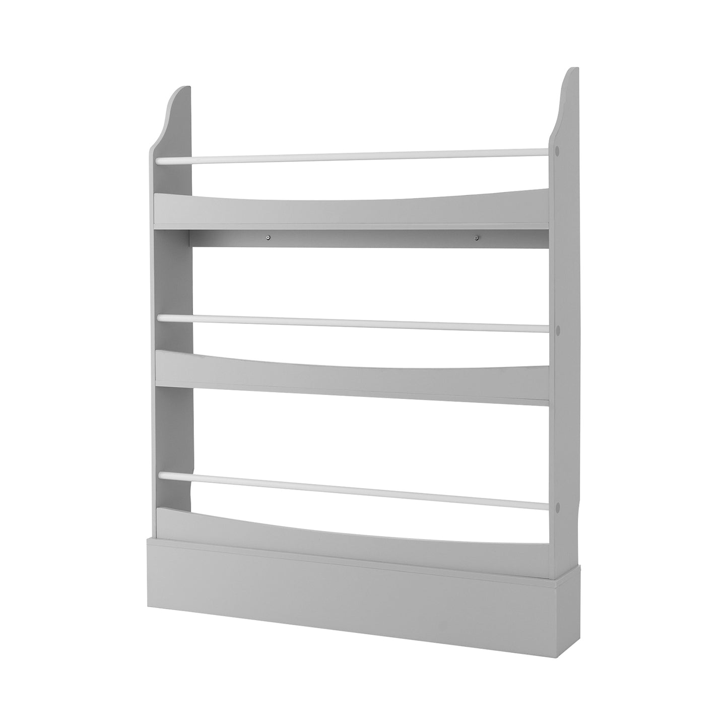 3-Tier Standing Bookshelf with 2 Anti-Tipping Kits and Guardrails-White