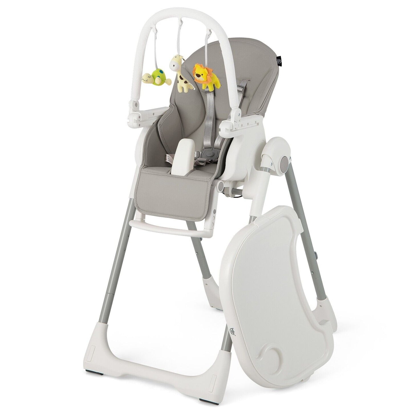 4-in-1 Foldable Baby High Chair with 7 Adjustable Heights and 4 Reclining Angles-Black