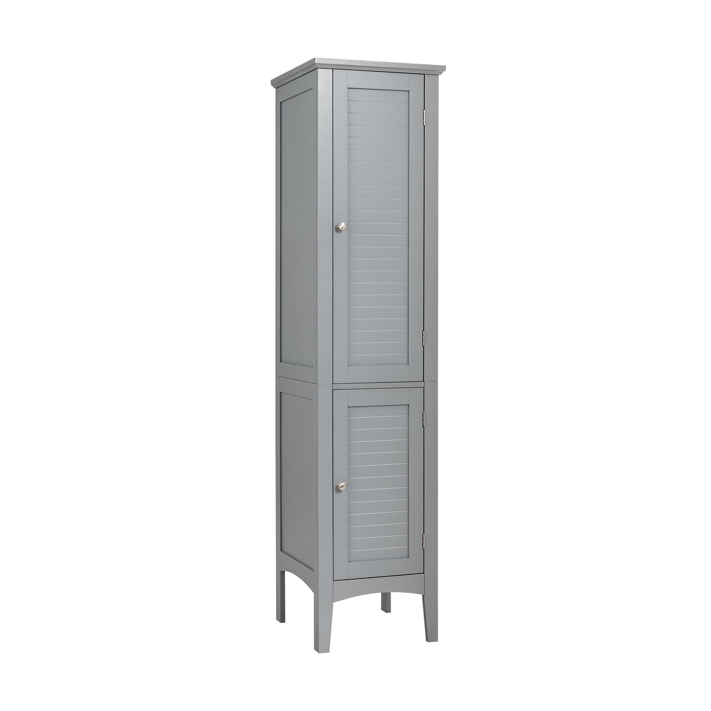 2-Door 160cm High Freestanding Bathroom Cabinet with 5-Tier Shelves-Brown