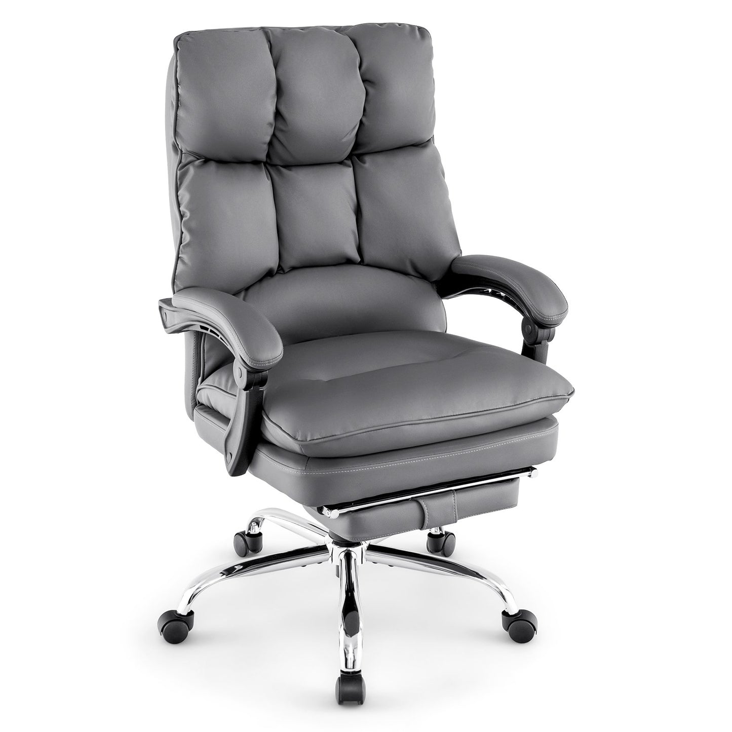 Ergonomic Adjustable High Back Rolling Computer Chair with Retractable Footrest-Black