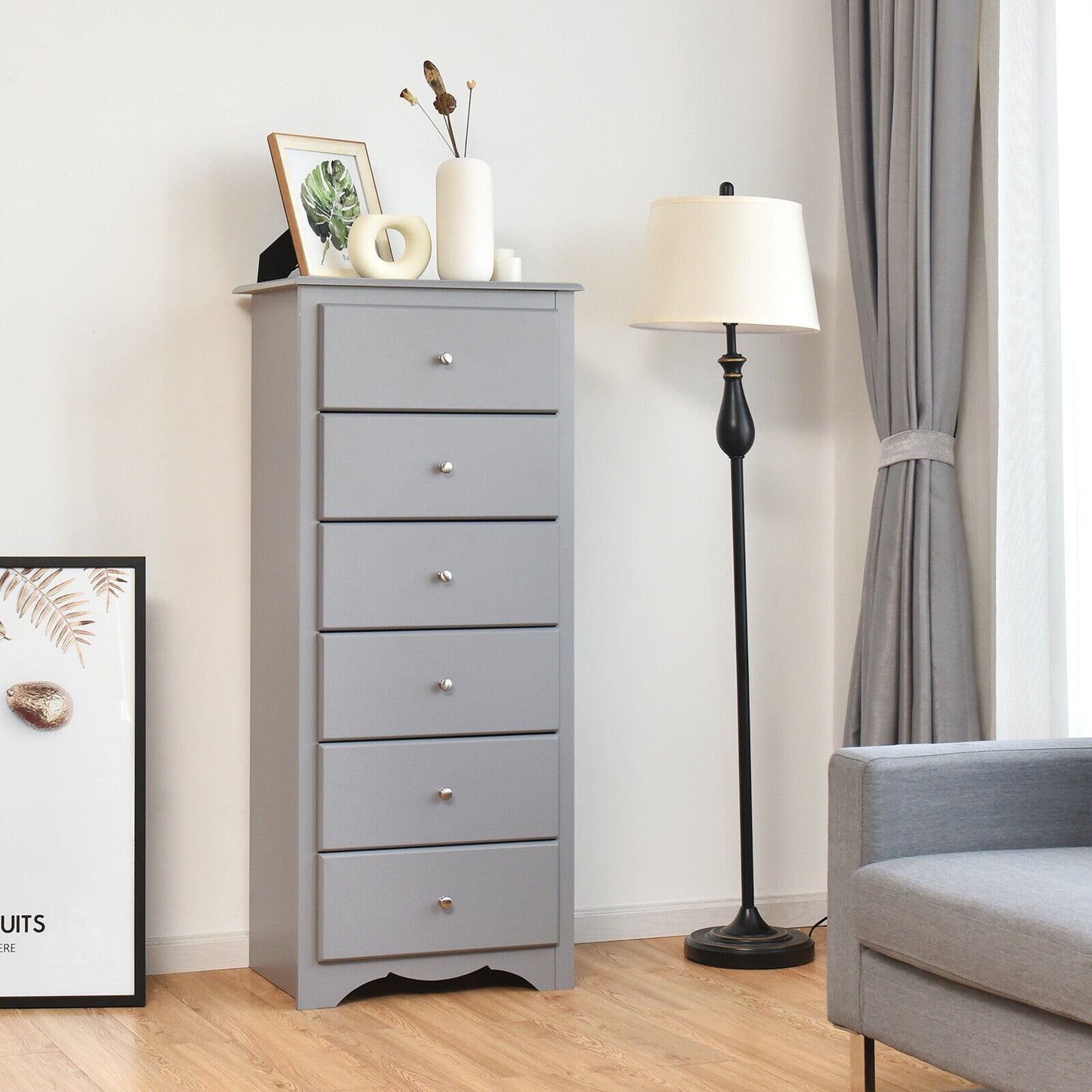 6-Drawer Freestanding Dresser Cabinet-Black