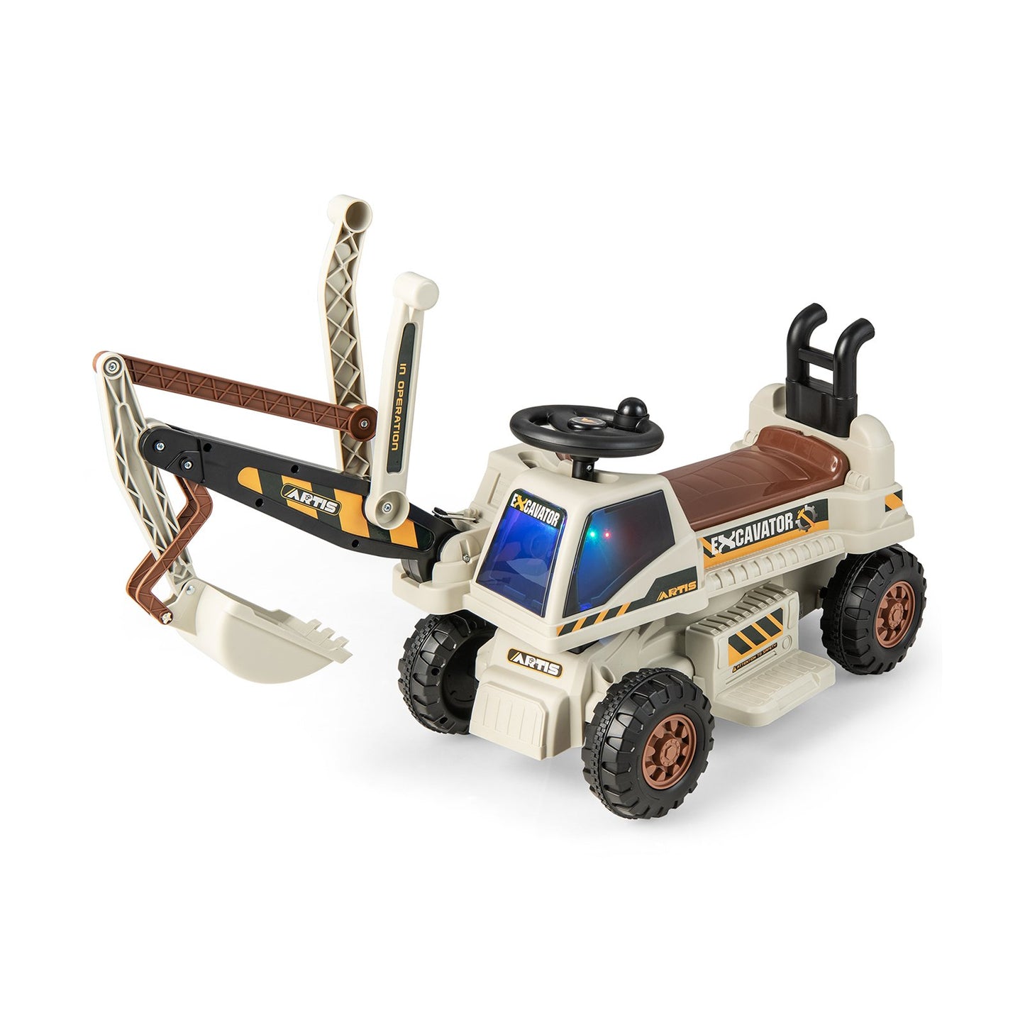 Kids Ride On Excavator with Rotating Seat and Underneath Storage-Green